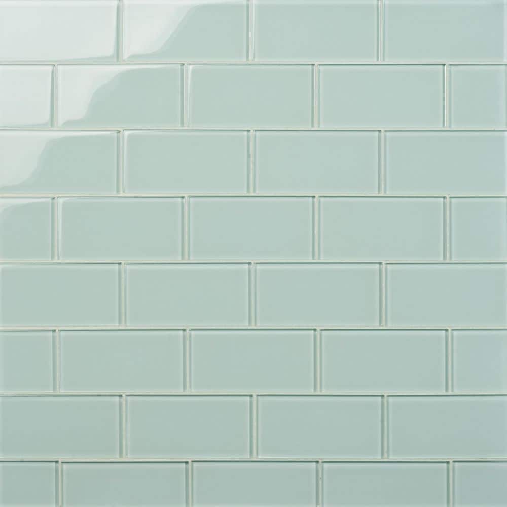 Ivy Hill Tile Contempo Seafoam 3 in. x 6 in. x 8 mm Polished Glass Subway Tile (32 pieces, 4 sq. ft. per box)
