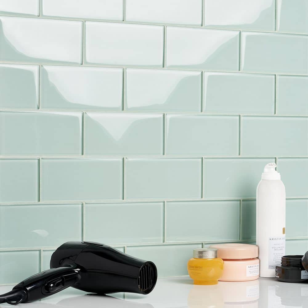 Ivy Hill Tile Contempo Seafoam 3 in. x 6 in. x 8 mm Polished Glass Subway Tile (32 pieces, 4 sq. ft. per box)