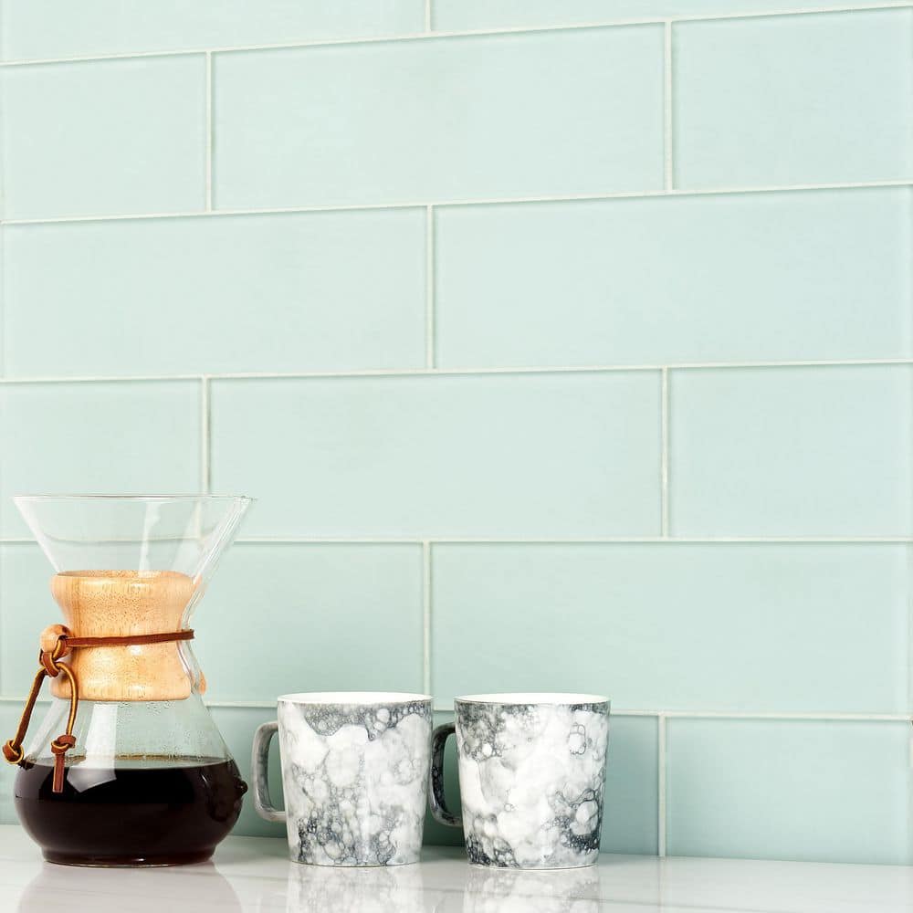 Ivy Hill Tile Contempo Seafoam Frosted 4 in. x 12 in. Glass Tile (15 pieces, 5 sq. ft./Box)