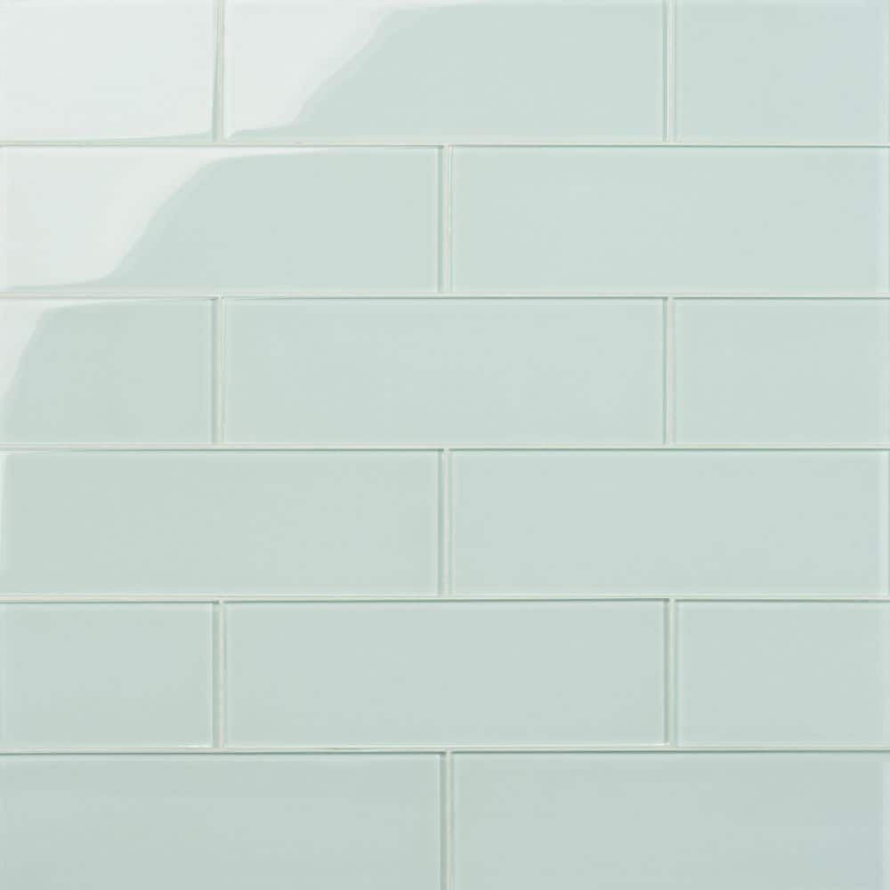 Ivy Hill Tile Contempo Seafoam 4 in. x 12 in. x 8mm Polished Glass Subway Wall Tile (1 sq. ft.) (15 pieces, 5 sq. ft./Box)