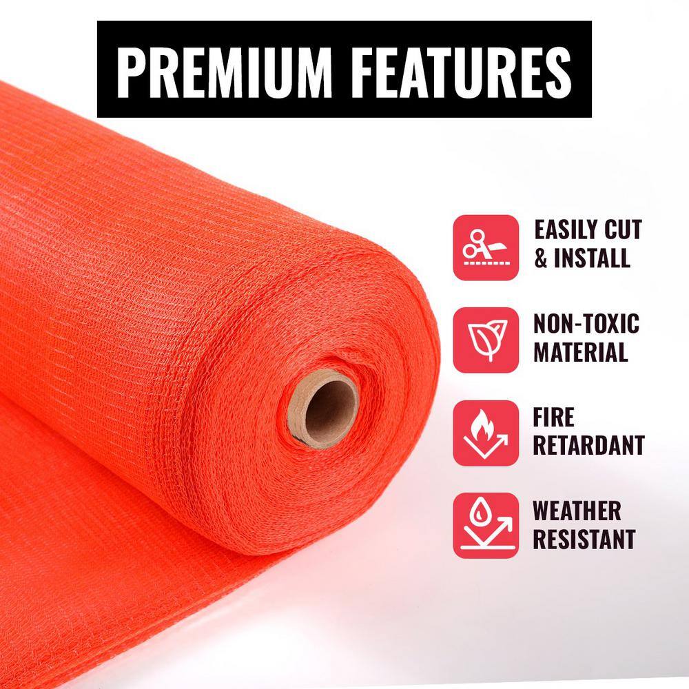 SEALTECH Orange-4 ft. X 200 ft. Debris Netting Rolls - Fire Retardant,1/4 in. Mesh Roll