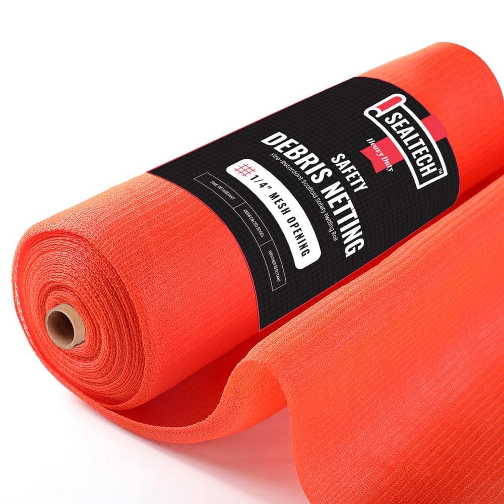 SEALTECH Orange-10 ft.. X 100 ft. Debris Netting Rolls - Fire Retardant,1/4 in. Mesh Roll