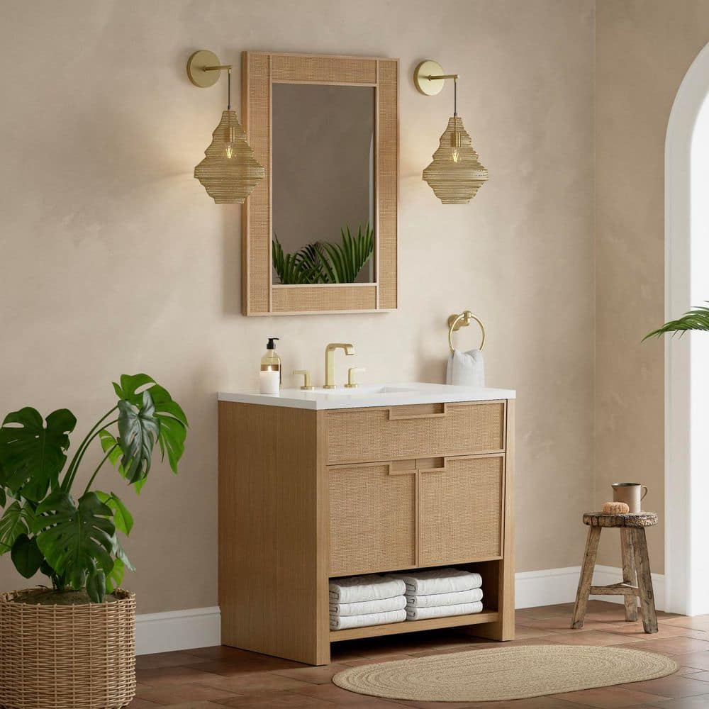 James Martin Vanities Solene 28" x 38" Seaside Oak Vanity Mirror