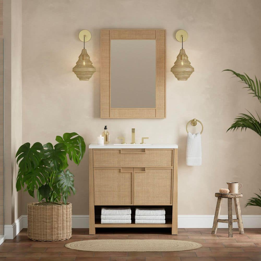 James Martin Vanities Solene 28" x 38" Seaside Oak Vanity Mirror