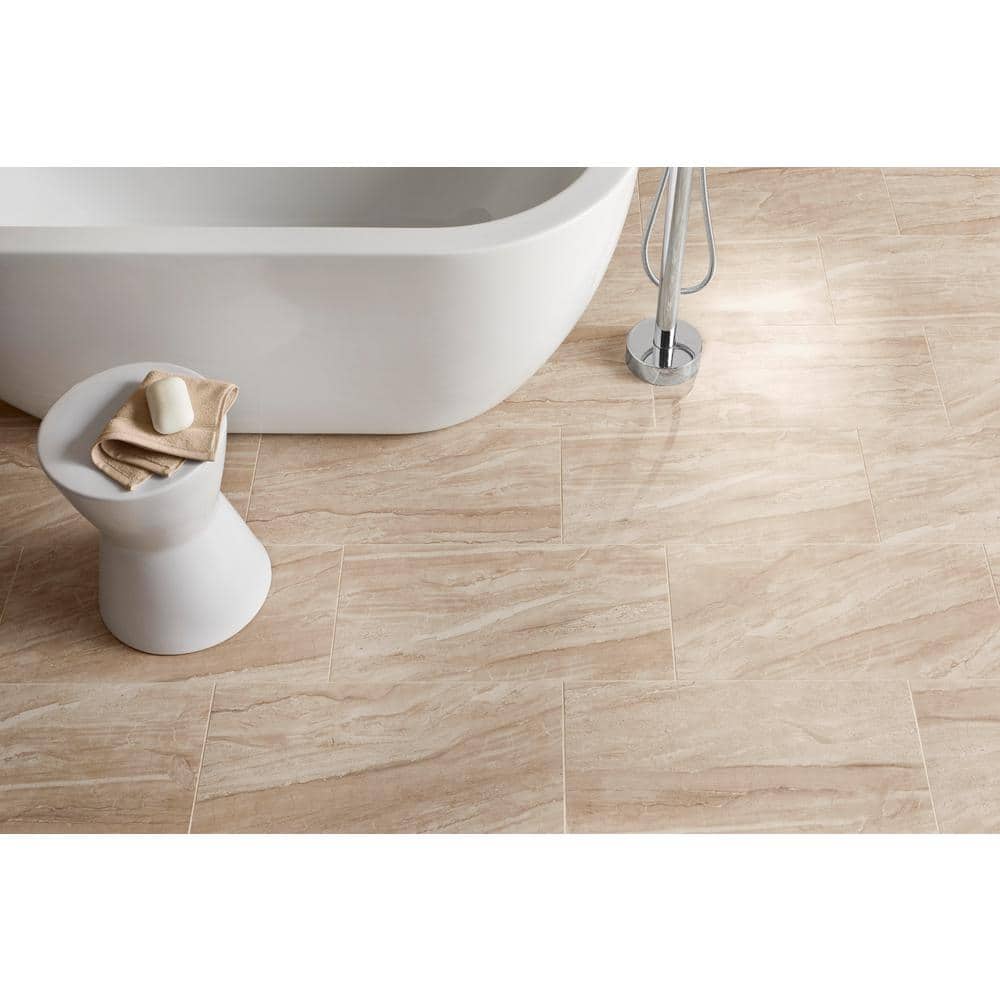 MSI Sedona 12 in. x 24 in. Matte Ceramic Floor and Wall Tile, Beige Stone Look (16 sq. ft./Case)