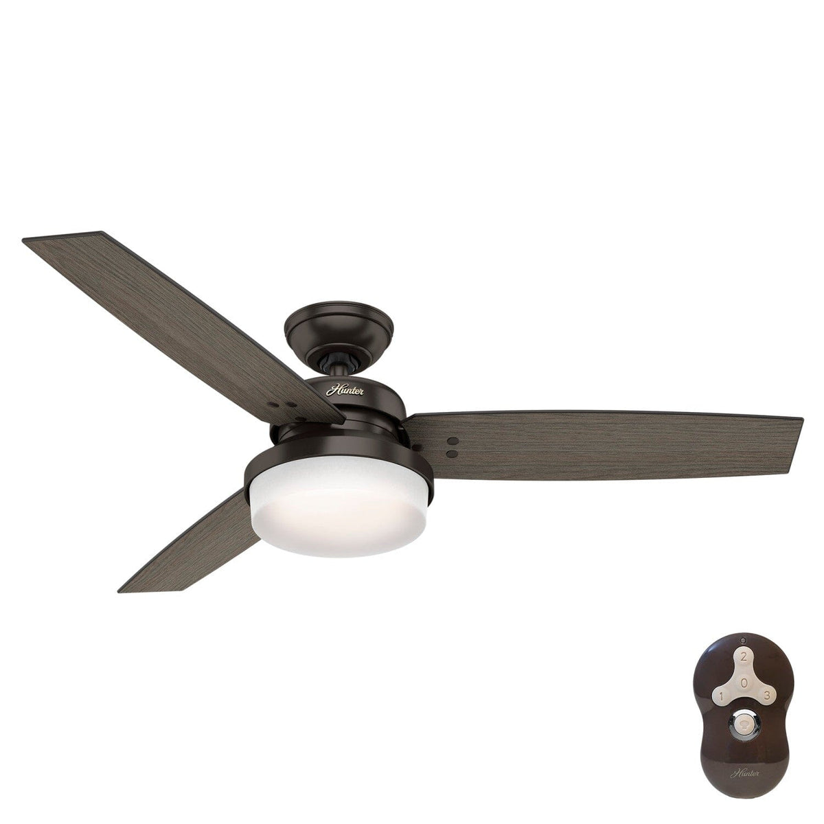 Hunter Sentinel 52-in Brushed Slate LED Indoor Ceiling Fan with Remote, 3-Blade