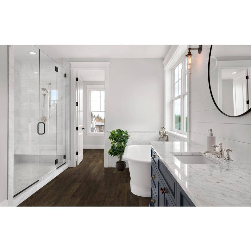 Sure+ Sepia Brown Hickory Hickory 1/4 in. T x 6.5 in. W Click Lock W Brushed Engineered Hardwood Flooring (21.7 sq.ft./case)