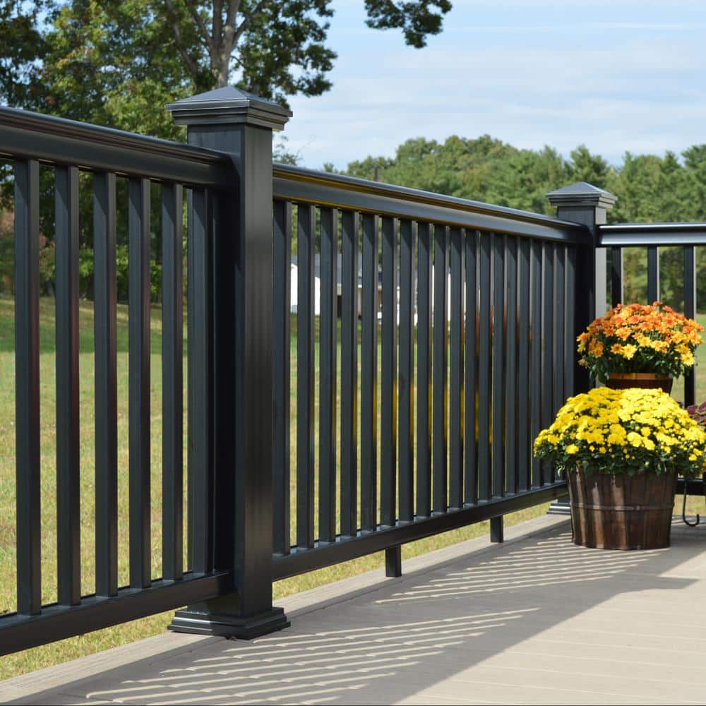 Fiberon CountrySide 5 in. x 5 in. x 45 in. Serene Black Capped Composite Beveled Post Sleeve Kit with Cap and Skirt