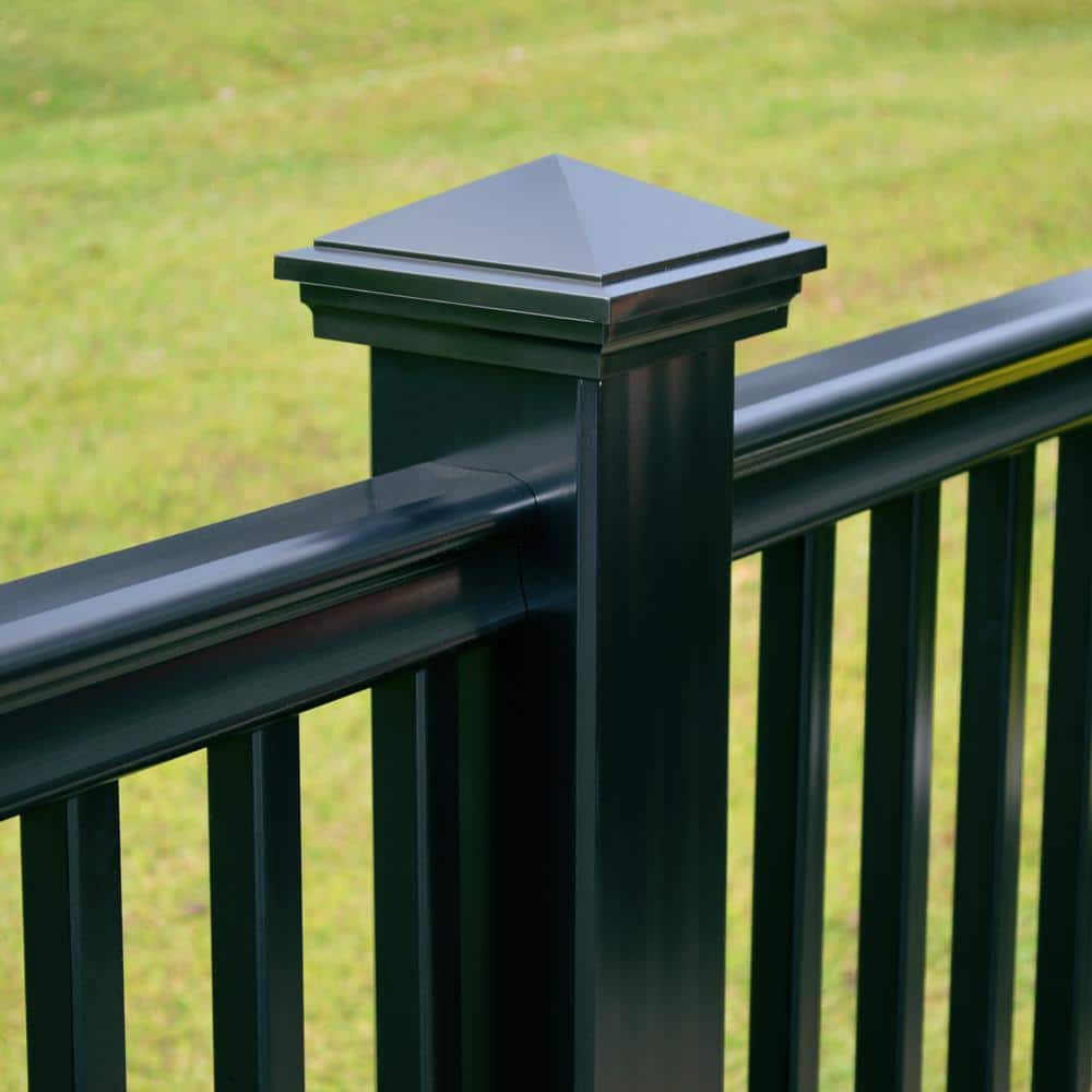 Fiberon CountrySide 5 in. x 5 in. x 45 in. Serene Black Capped Composite Beveled Post Sleeve Kit with Cap and Skirt