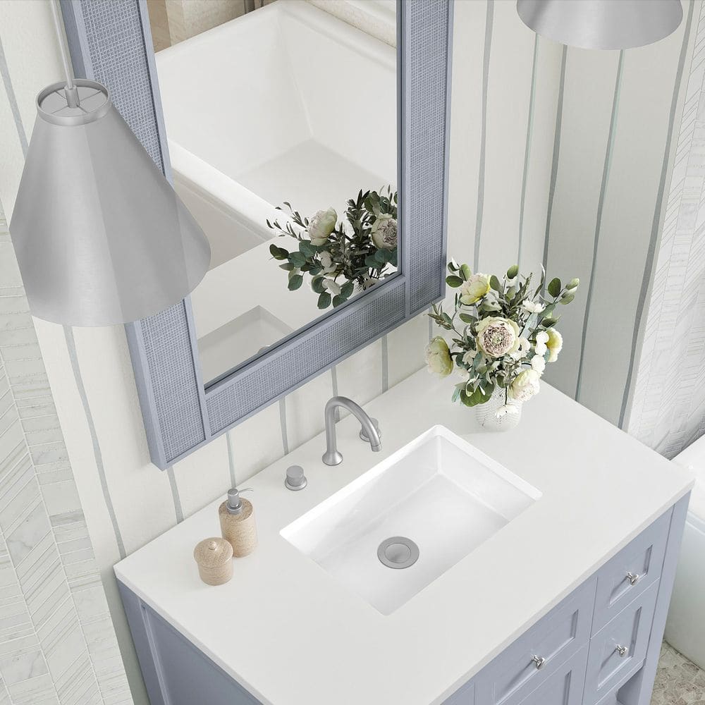 James Martin Vanities Solene 28" x 38" Serenity Blue Vanity Mirror