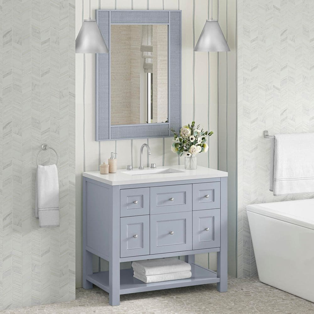 James Martin Vanities Solene 28" x 38" Serenity Blue Vanity Mirror