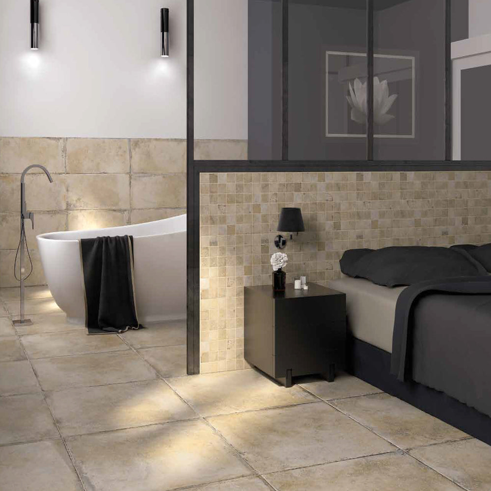 Seville Delfi Beige 12x12 Matte Porcelain Tile - Travertine Look