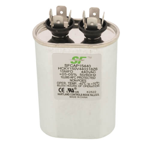 Trane SFCAP15440 capacitor - front view (Voltage: 370V; MFD: 15)
