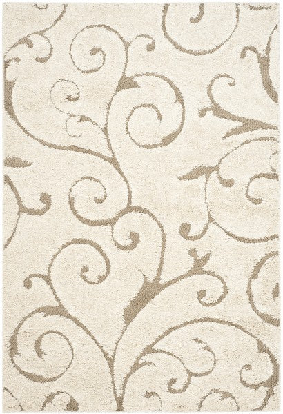 Safavieh Florida Scroll Shag 9 x 12 Cream/Beige Indoor Floral/Botanical Area Rug