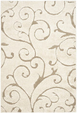 Safavieh Florida Scroll Shag 9 x 12 Cream/Beige Indoor Floral/Botanical Area Rug