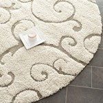 Safavieh Florida Scroll Shag 9 x 12 Cream/Beige Indoor Floral/Botanical Area Rug