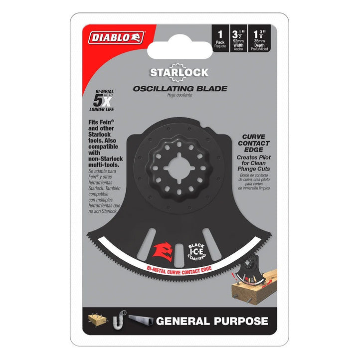 Diablo Starlock Bi-Metal Oscillating Blade for General Purpose Cuts 3-1/2"