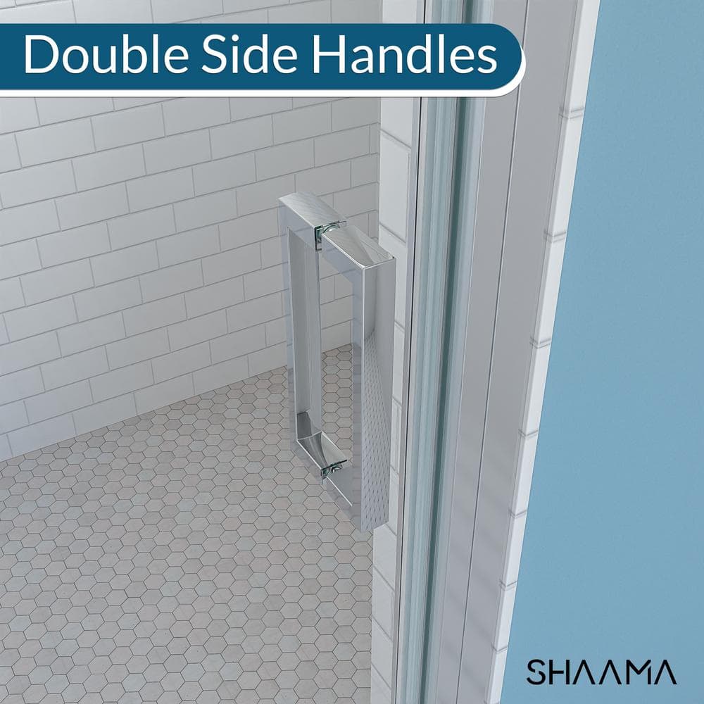 SHAAMA 23-24 in. W x 72 in. H Pivot Framed Swing Shower Door in Single Panel in Chrome Finish in 1/4 in. Clear Tempered Glass