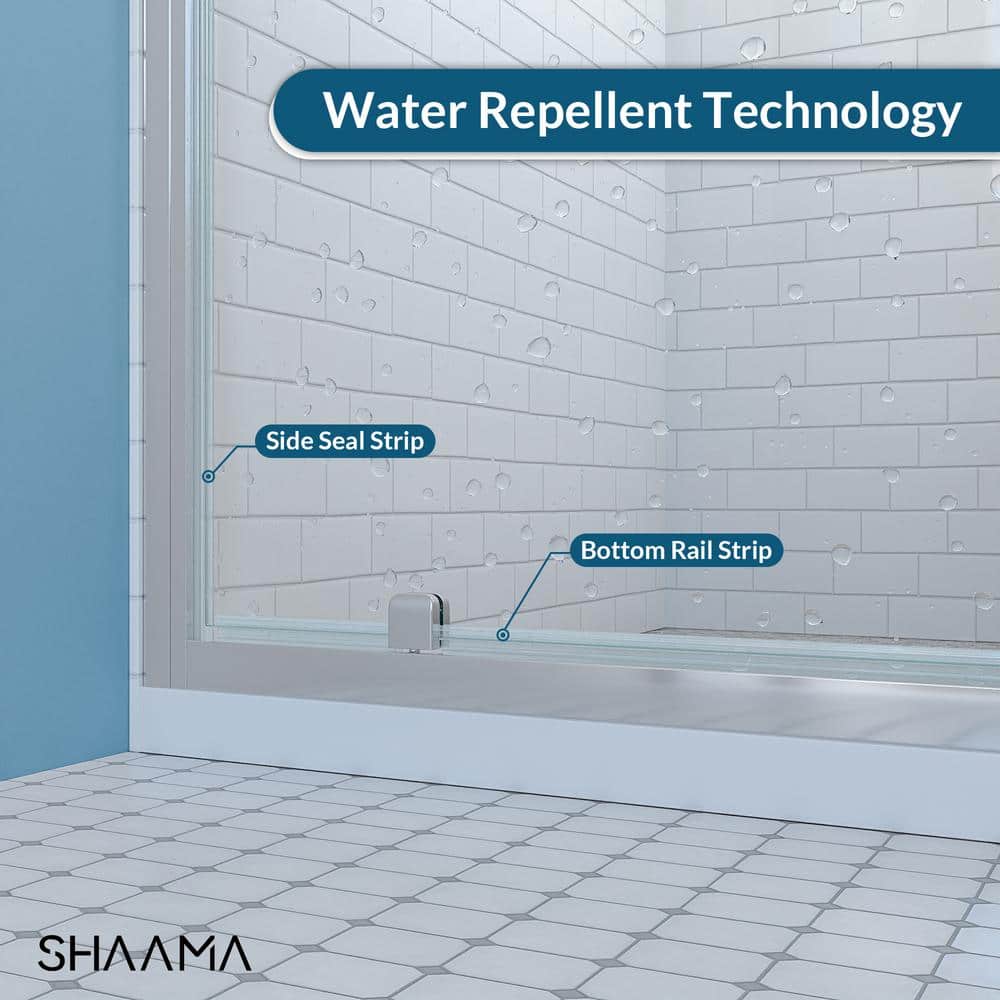 SHAAMA 23-24 in. W x 72 in. H Pivot Framed Swing Shower Door in Single Panel in Chrome Finish in 1/4 in. Clear Tempered Glass