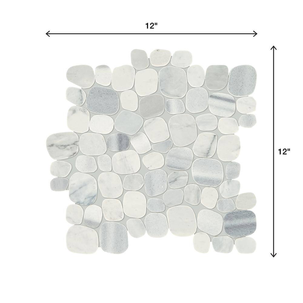Daltile Stone Decor Shadow 12 in. x 12 in. x 10 mm Marble Pebble Mosaic Floor and Wall Tile (0.95 sq. ft. per piece)