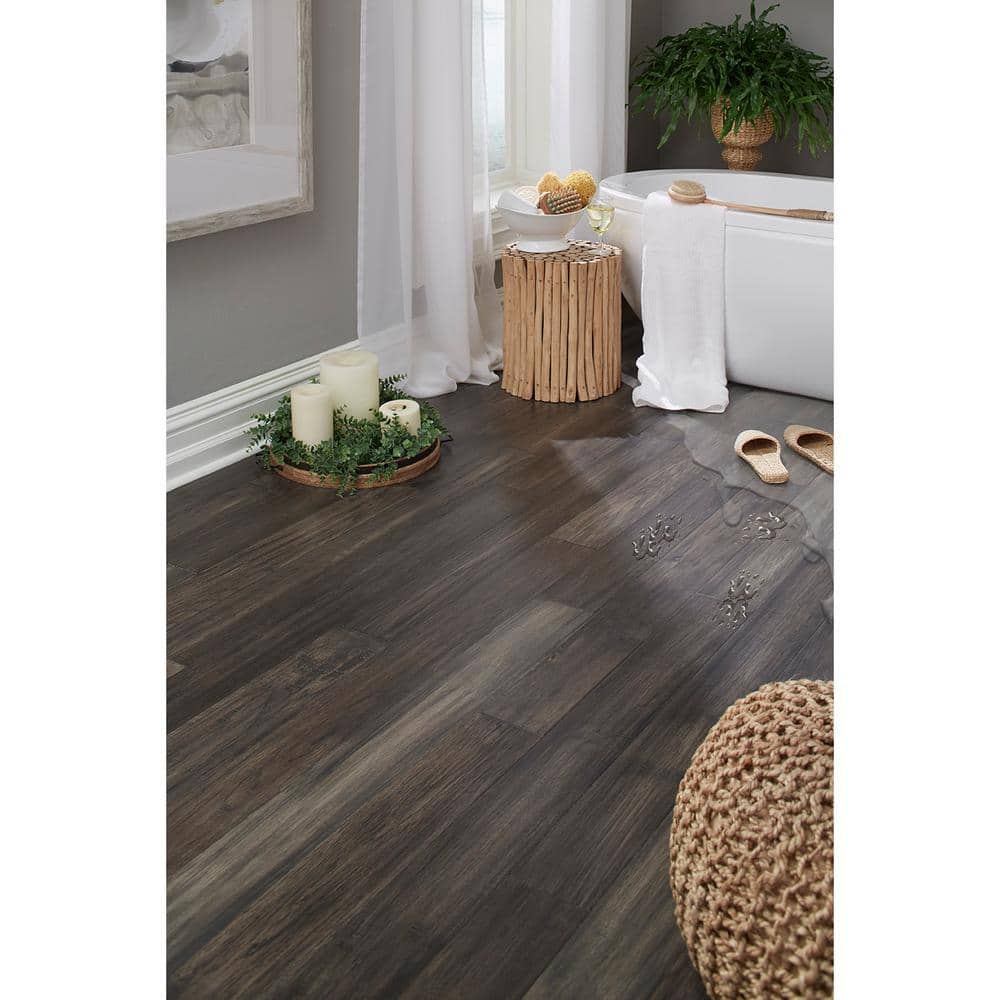 OptiWood Shadow Gray Hickory 2/7 in. T x 5 in. W  Click Lock Hand Scraped Engineered Hardwood Flooring (16.7 sq.ft./case)