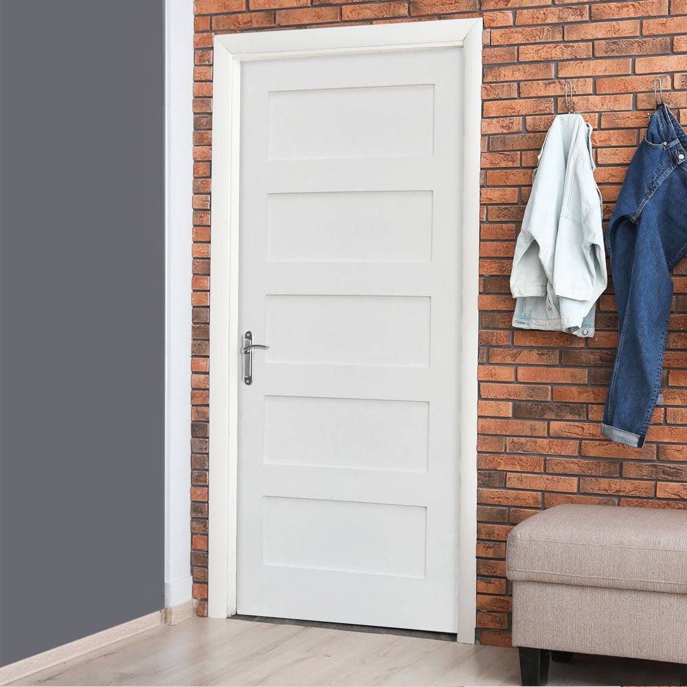 Krosswood 36 in. x 96 in. Shaker 5-Panel Primed Solid Hybrid Core MDF Interior Door Slab