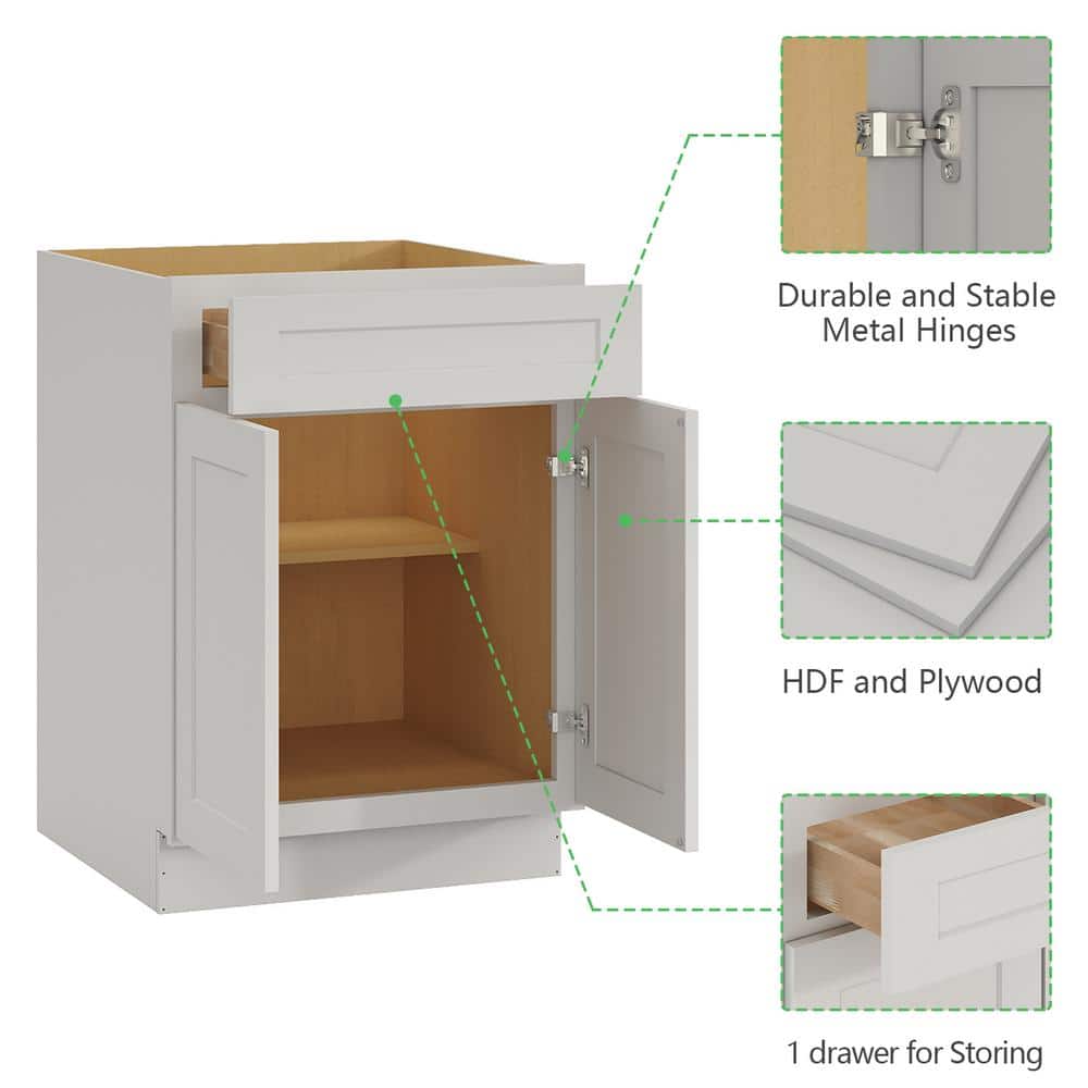 24 in. W x 24 in. D x 34.5 in. H Ready to Assemble Plywood Base Kitchen Cabinet in Shaker Dove