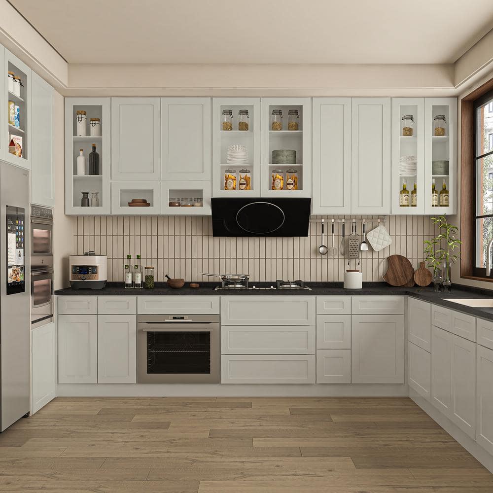36 in. W x 12 in. D x 12 in. H in Shaker Dove Plywood Ready to Assemble Wall Cabinets without Glass