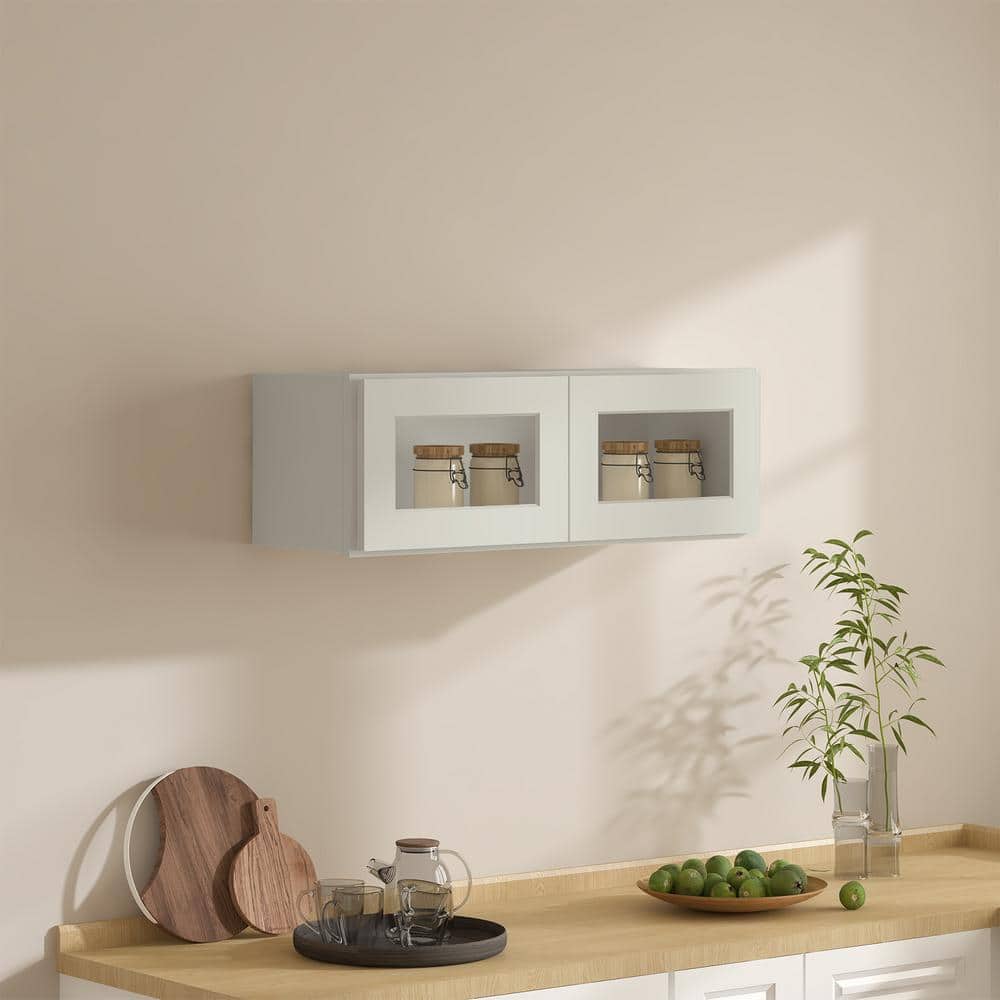 36 in. W x 12 in. D x 12 in. H in Shaker Dove Plywood Ready to Assemble Wall Cabinets without Glass