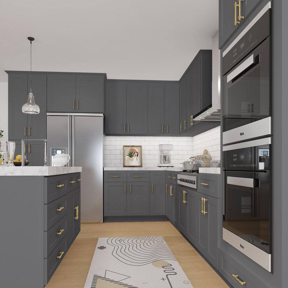 HOMEIBRO Newport Gray Plywood Shaker Style 2-Doors 1-Drawer Base Kitchen Cabinet (24 in.W x 24 in.D x 34.5 in.H)