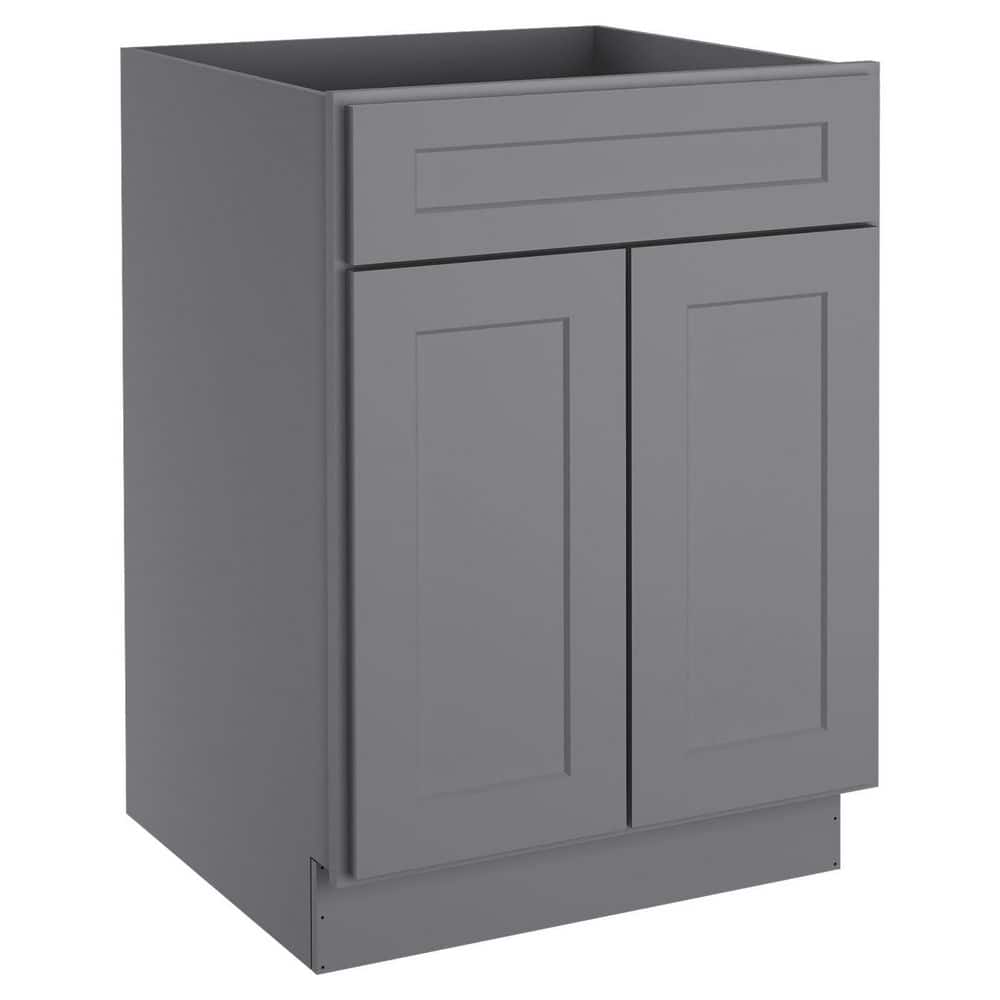 HOMEIBRO Newport Gray Plywood Shaker Style 2-Doors 1-Drawer Base Kitchen Cabinet (24 in.W x 24 in.D x 34.5 in.H)
