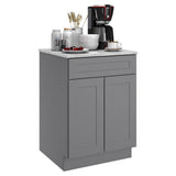 HOMEIBRO Newport Gray Plywood Shaker Style 2-Doors 1-Drawer Base Kitchen Cabinet (24 in.W x 24 in.D x 34.5 in.H)