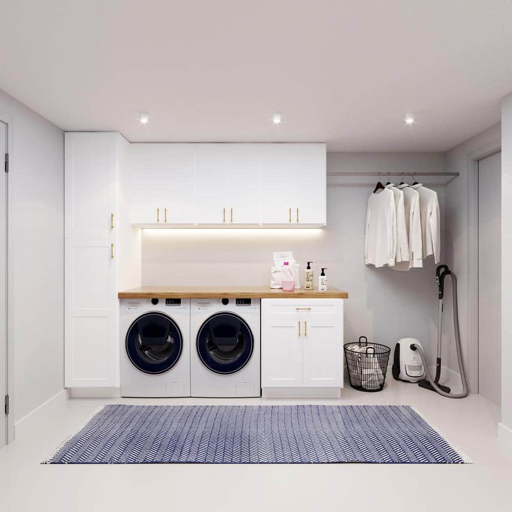 HOMEIBRO Newport Shaker White Ready to Assemble Wall Cabinet with 2-Doors 2-Shelves (33 in. W x 36 in. H x 12 in. D)