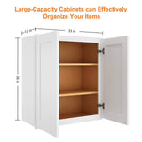 HOMEIBRO Newport Shaker White Ready to Assemble Wall Cabinet with 2-Doors 2-Shelves (33 in. W x 36 in. H x 12 in. D)