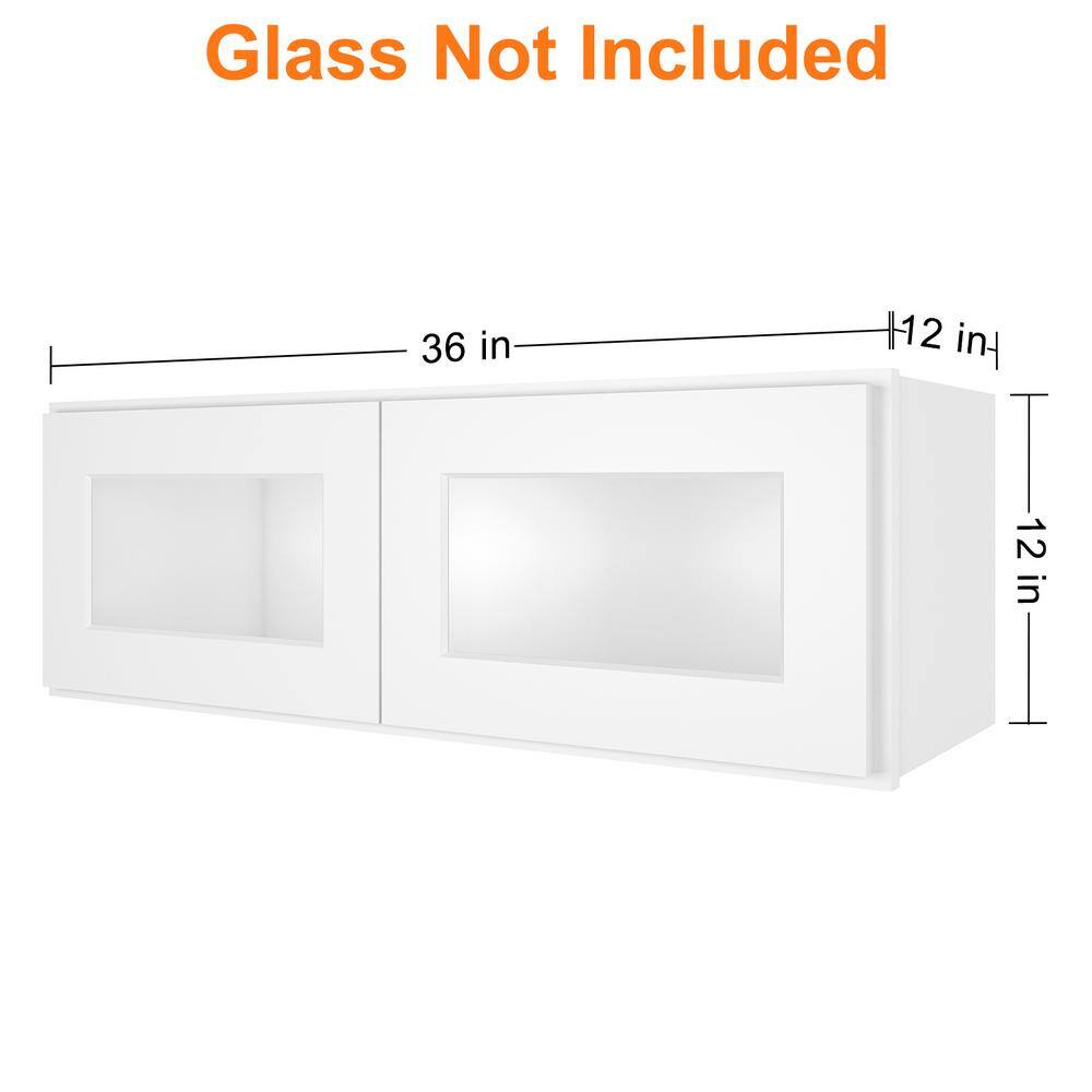 HOMEIBRO 36 in. W X 12 in. D X 12 in. H in Shaker White Plywood Ready to Assemble Wall Kitchen Cabinet with 2-Doors