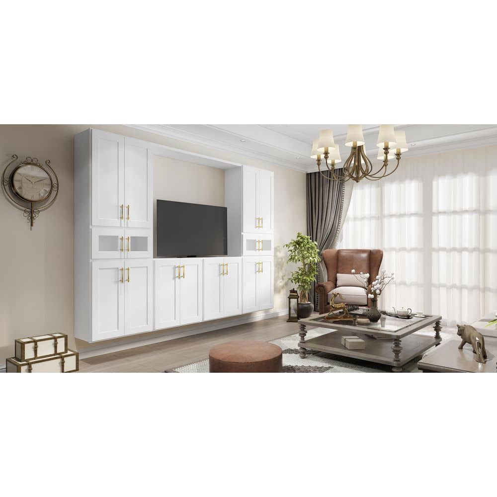 HOMEIBRO 36 in. W X 12 in. D X 12 in. H in Shaker White Plywood Ready to Assemble Wall Kitchen Cabinet with 2-Doors