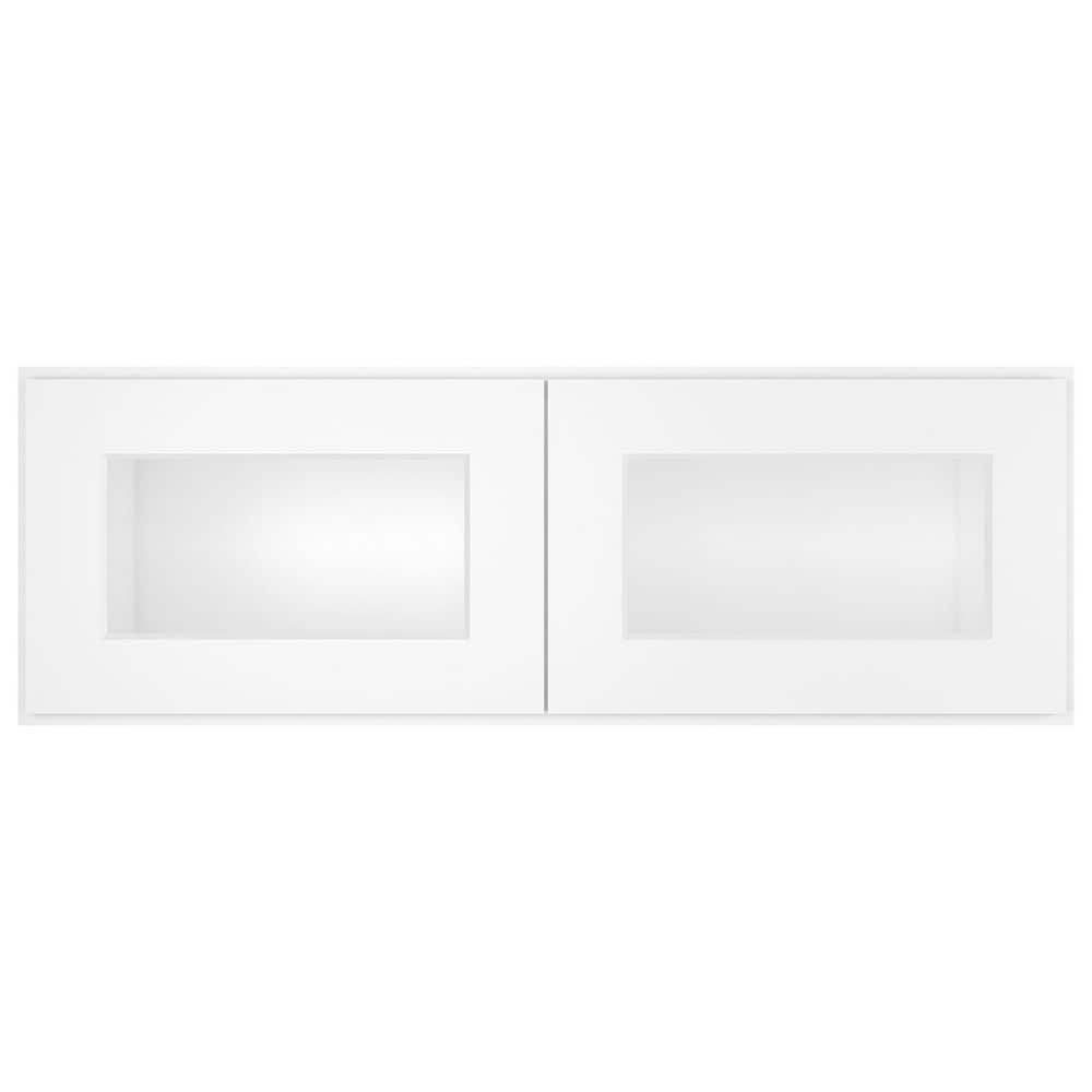 HOMEIBRO 36 in. W X 12 in. D X 12 in. H in Shaker White Plywood Ready to Assemble Wall Kitchen Cabinet with 2-Doors