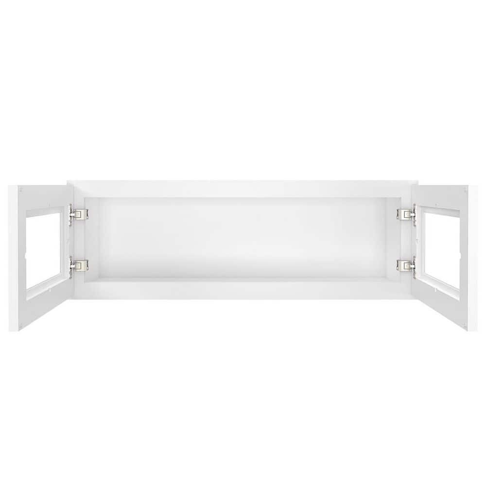 HOMEIBRO 36 in. W X 12 in. D X 12 in. H in Shaker White Plywood Ready to Assemble Wall Kitchen Cabinet with 2-Doors