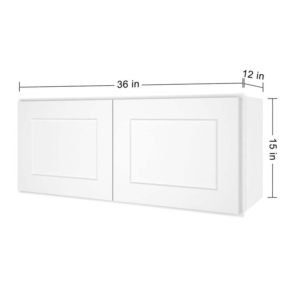 HOMEIBRO 36-in. W x 12-in. D x 15-in. H in Shaker White Plywood Ready to Assemble Wall Cabinet Kitchen Cabinet