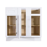 LIFEART CABINETRY Lancaster White Plywood Shaker Stock Assembled Base Blind Corner Kitchen Cabinet 36 in. W x 34.5 in. H x 24 in. D