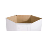 LIFEART CABINETRY Lancaster White Plywood Shaker Stock Assembled Base Diagonal Kitchen Cabinet 36 in. W x 34.5 in. H x 24 in. D