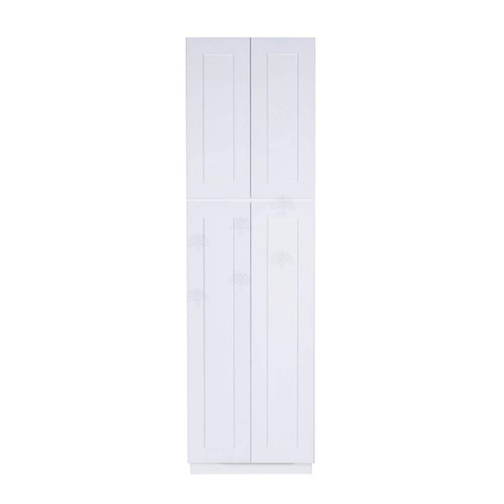 LIFEART CABINETRY Lancaster White Plywood Shaker Stock Assembled Tall Pantry Kitchen Cabinet 24 in. W x 90 in. H x 27 in. D