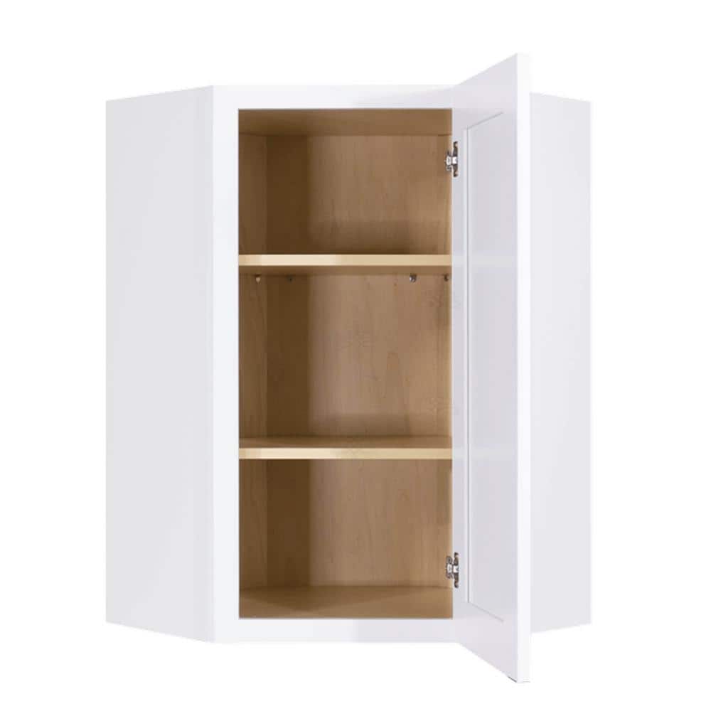 LIFEART CABINETRY Lancaster White Plywood Shaker Stock Assembled Wall Diagonal Corner Kitchen Cabinet 24 in. W x 36 in. H x 12 in. D