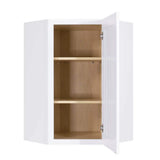LIFEART CABINETRY Lancaster White Plywood Shaker Stock Assembled Wall Diagonal Corner Kitchen Cabinet 24 in. W x 36 in. H x 12 in. D