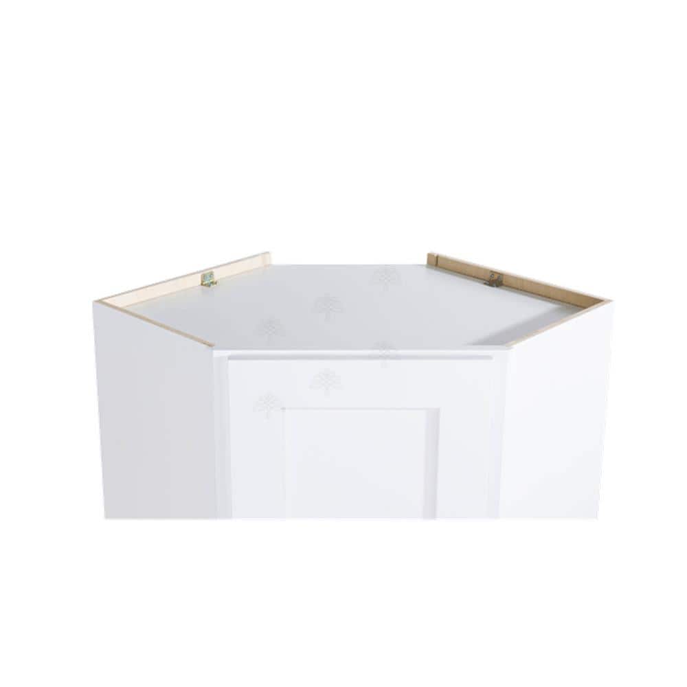 LIFEART CABINETRY Lancaster White Plywood Shaker Stock Assembled Wall Diagonal Corner Kitchen Cabinet 24 in. W x 42 in. H x 15 in. D