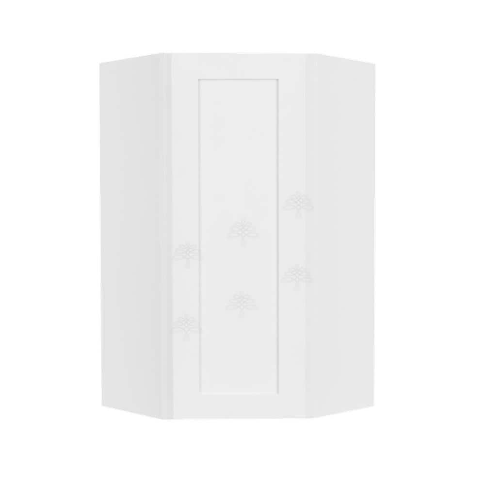 LIFEART CABINETRY Lancaster White Plywood Shaker Stock Assembled Wall Diagonal Corner Kitchen Cabinet 24 in. W x 42 in. H x 15 in. D