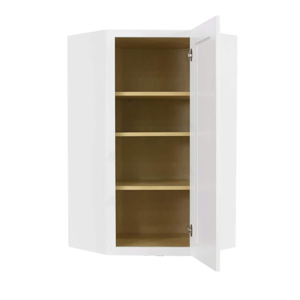 LIFEART CABINETRY Lancaster White Plywood Shaker Stock Assembled Wall Diagonal Corner Kitchen Cabinet 24 in. W x 42 in. H x 15 in. D