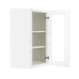LIFEART CABINETRY Lancaster White Plywood Shaker Stock Assembled Wall Diagonal Glass Door Kitchen Cabinet 24 in. W x 36 in. H x 15 in. D