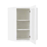 LIFEART CABINETRY Lancaster White Plywood Shaker Stock Assembled Wall Diagonal Glass Door Kitchen Cabinet 24 in. W x 36 in. H x 15 in. D