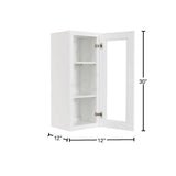 LIFEART CABINETRY Lancaster White Plywood Shaker Stock Assembled Wall Glass Door Kitchen Cabinet 12 in. W 30 in. H x 12 in. D